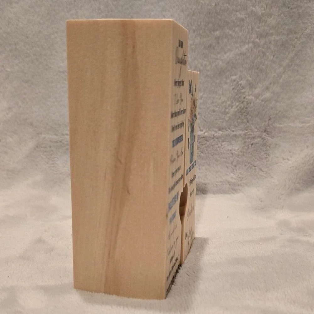 To My Daughter Wooden‎ Candle Holder Set Heart Shaped Love Mom Sunflower Gift